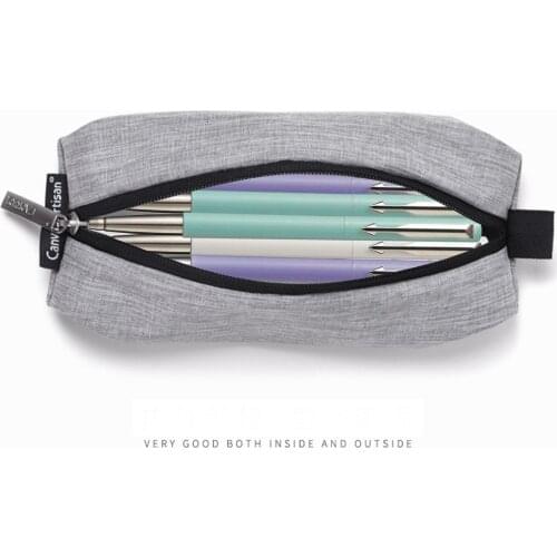 Pencil Case For Girls Boys Canvas Solid Color Zipper Stationery Pencil Box Women Cosmetic Bag Large Capacity School Supplies