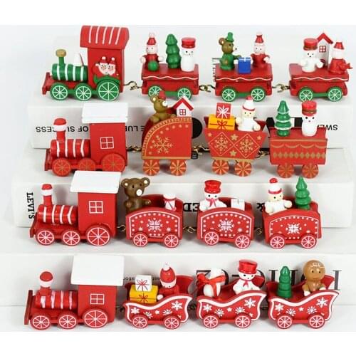 Wooden Christmas Train Ornament Decoration For Home Christmas Santa Toys Table Decor Navidad Xmas Party 2021 New Year Gift