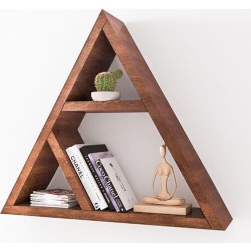 Wooden Decorative Triangle Wall Mounted Book Shelves Home for Living Room Modern Stylish Home Decoration Photo Frame, Flower Pot