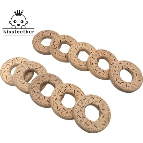 Wooden Teether Beech Donuts Baby Teether Pacifier Clip Made Accessories DIY Baby Nursing Teething Pendants