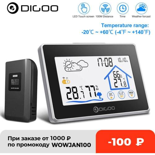 Digoo DG-TH8380 Indoor Outdoor Wireless Touch Weather Station Forecast Sensor Thermometer Hygrometer Meter Calendar Backlight