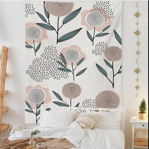 INS Nordic Art Tapestry Living Room Bedroom Flower Cactus Tapestries Green Plant Hanging Cloth Wall Cover Home Decor Background