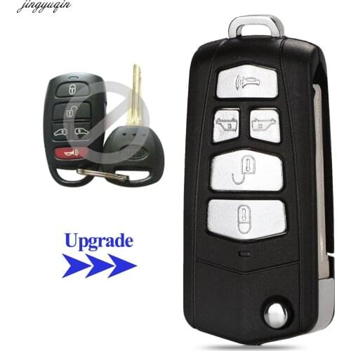 Jingyuqin Remote Car Key Case Shell Modified For Kia Sedona Mini Van 5 Buttons Flip Folding Replacement Fob Cover