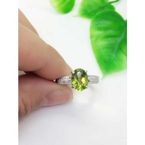 Natural peridot Ring Natural olivine Ring 925 sterling silver trendy luxurious Circular Thick round womens party Jewelry