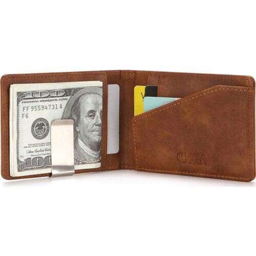 New Mens PU Leather Creative Wallet Stainless Steel Dollar Clip Short Card For Case Purse Women Wallets Card Holder Functions