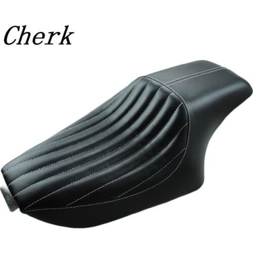 Stripe Motorcycle Leather Two Up Driver Front Rear Passenger Seat For Harley Sportster XL 883 1200 48 Forty-eight 2004-2016