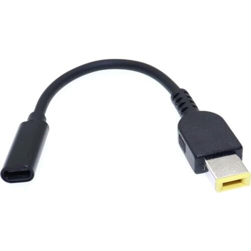 Laptop Power Supply Adapter Cable USB Type-C Female To Square Tip Male Plug Converter For Lenovo Thinkpad USB C Cable Cord