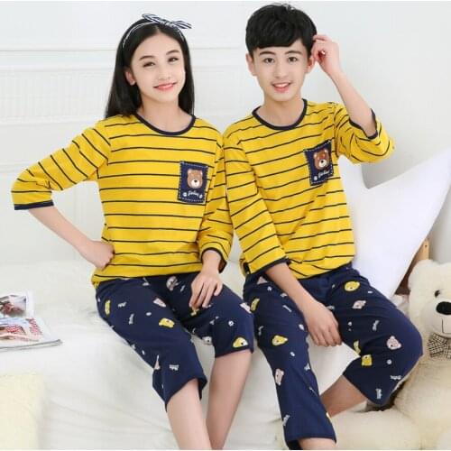 Boys Girls Sleepwear Teenagers girl Summer Nightwear cotton Children Homewear Pajamas for Kids Pyjamas outfits 6 8 10 12 14 Yrs