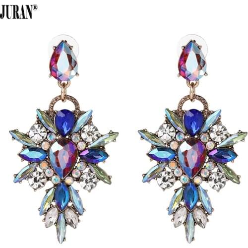 3 Colors Asteria Star Chandelier Vintage Maxi Dangle Earrings For Women Luxury Crystal Long Drops Earring Fashion Jewelry