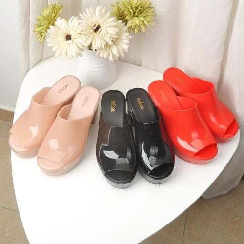 Melissa Shoes 2021 New Women Flat Sandals High-Heeled Jelly Melissa Shoes For Women Solid Sandals Female Jelly Shoes Mulher