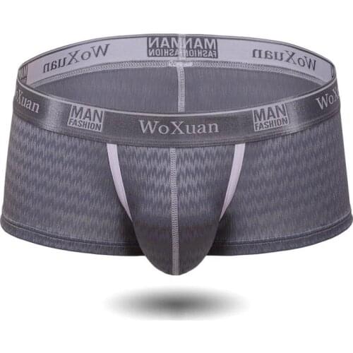 Man Sexy Ice Silk Nylon Boxers Shorts Funny Panties Male Gay Penis Pouch Jockstrap Bulge Underwear Men Shorts Brushed jacquard