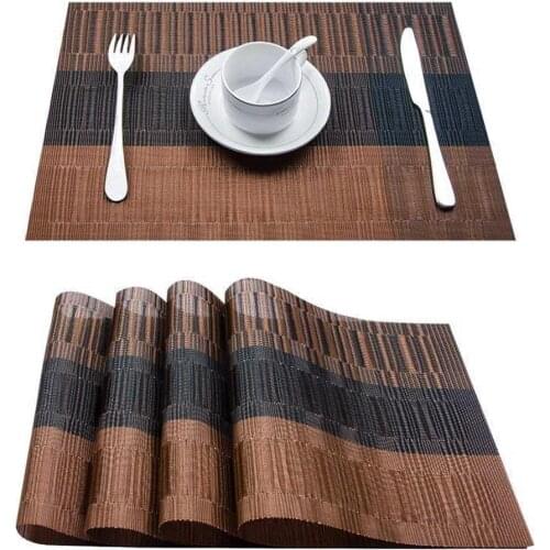 Set of 4 PVC Washable Placemats for Dining Table Mat Non-slip Placemat Set in Kitchen Accessories Cup Coaster Wine Pad