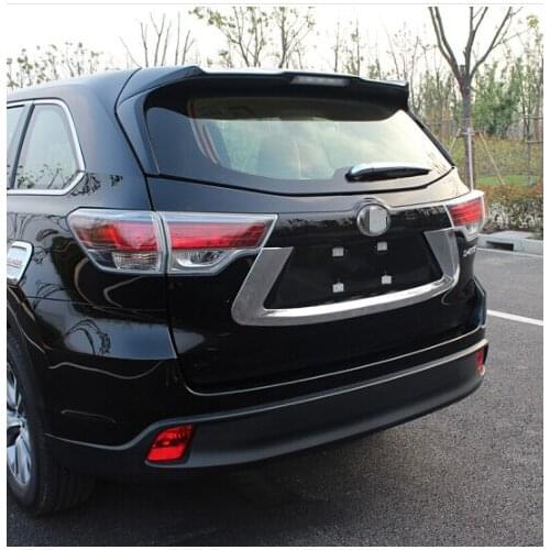 For Toyota Highlander 2015 2016 2017 Car Styling Stick ABS Rear Back License Plate Trunk Lid Cover Tailgate Bumper Frame Trim