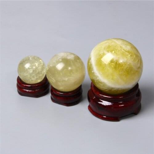 Natural Citrin Round Ball 20-40 mm Home Decoration Divination Energy Quartz Polished Sphere Mineral Fengshui Meditation Jewelry