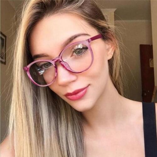 High Quality Retro Pink Round Glasses Frame Women Trendy Computer Glasses Clear Lens Luxury Designer Eyeglasses Oculos
