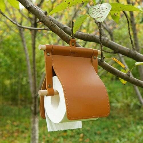 Portable PU Tissue Hanger Outdoor Camping Toilet Roll Holder Picnic Bathroom Paper Tissue Portable Roll Tent Paper Cover Ha I0J7