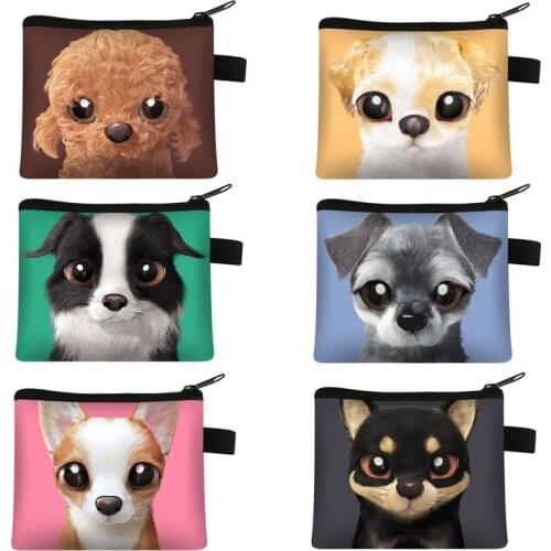Lovely Siberian Husky Cocker Spaniel Pattern Coin Purses Ladies Pet Credit Card Bag Small Lipstick Bags Gift