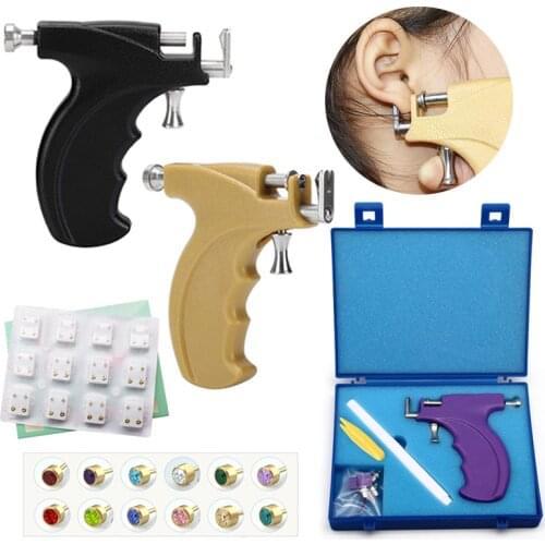 Professional Ear Piercing Gun Tools with Ear Stud Earring Sterile Nose Navel Helix Piercing Tool Set Body Jewelry Machine Kit