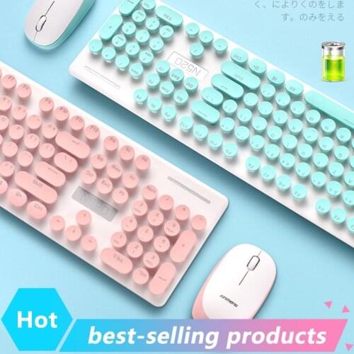 New Popular N520 Wireless Punk Mechanical Keyboard And Mouse Set Office Business Girl Button And Mouse Eb