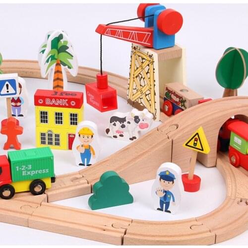 Luxury Wooden Electric Track Set Series Train Track Children Diy Assembly Toys Disassembly And Assembly Track Free Assembly