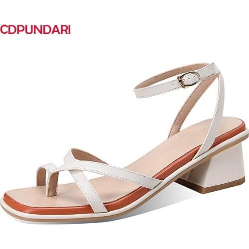 Fashion Ankle Strap Clip Toe Med Heels Sandals Women Summer Casual Party Shoes Sandales Femmes 2021 Sandalias Mujer