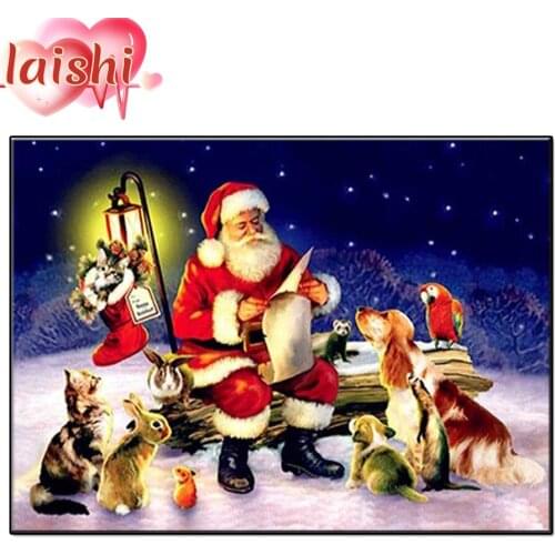 Santa, cute animals diamond painting full diamond round diamond embroidery mosaic home decor pattern DIY handmade new year gift