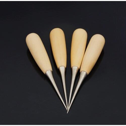 Wooden Handle Awls Professional Hole Punches DIY Leather Tent Sewing Awl Shoes Repair Tools For Awl Craft Stitching Leather