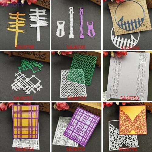 Signpost Zipper Flower Grid Texture Invitation Cutting Dies Stencil DIY Scrapbooking Photo Album Card Embossing Craft