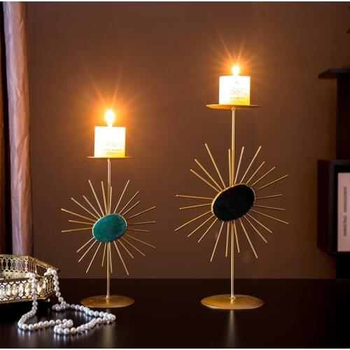 Nordic Gold Candlestick Geometric Metal Creative Candlestick Retro Candlelight Dinner Bougoir Mariage Candlestick DD60ZT