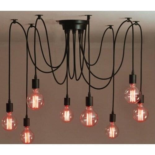 Modern Nordic DIY Led Pendant Light Retro Hanging Lamp E27 Edison Bulb Spider Ceiling Lighting Fixture for Living Room Store