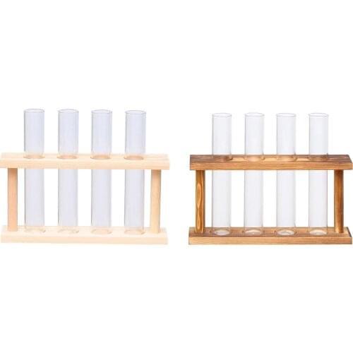 Glass Test Tube, Terrarium, Cylinder, Clear Vase, Vintage Flower Pots on Wood