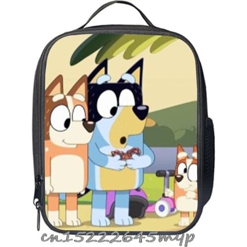 Bingo bluey Cooler Lunch Bag Cartoon Girls Portable Thermal Food Picnic Bags for School Kids Boys Lunch Box Tote