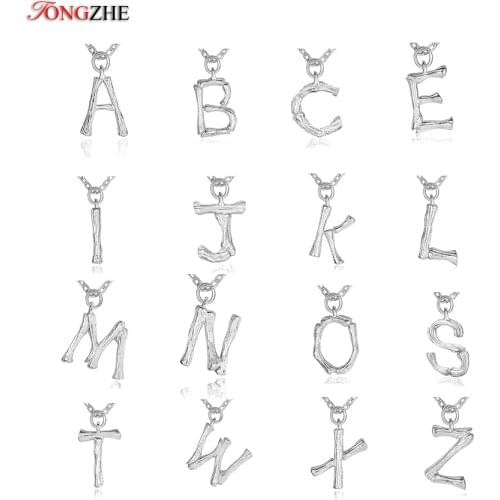 TONGZHE Letter Charm Necklaces 925 Sterling Silver Girls Initial Letter Necklace& Pendants CZ Gold Jewelry Statement Necklace