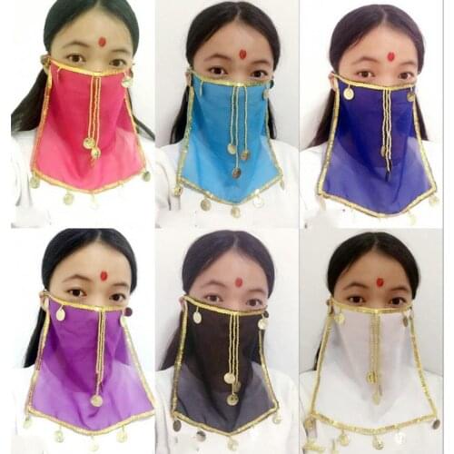 Indian belly dance top sequins veil women belly dancing clothes sari chffon oriental belly dance scarf veil