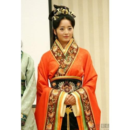 TV Play The Legend of XiShi Beauty of Country Yue Aesthetic Hanfu Costume Orange Costume