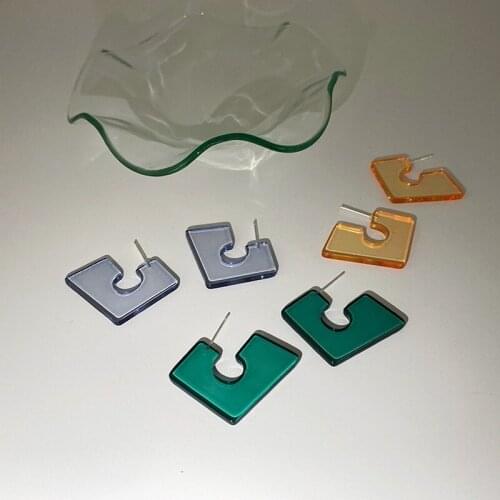 VSnow Unique Design Irregular Geometrical Transparent Arcylic Dangle Earring for Women 3 Designs U Shape Earring Jewellery