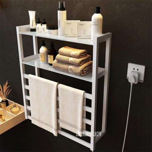 V-102 Wall Mounted Electric Heating Towel Rack With Storage Rack Intelligent Towel Warmer Smart Fast Drying Heated Towel Rail