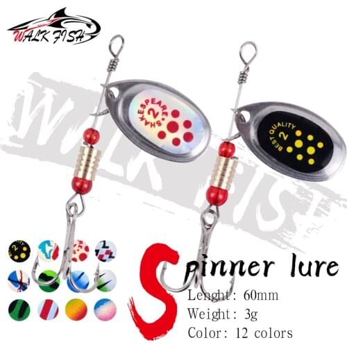 WALK FISH 1PCS Rotating Spinner Fishing Lure 6cm 3g Spoon Sequins Metal Hard Bait Treble Hooks Wobblers Bass Pesca Tackle