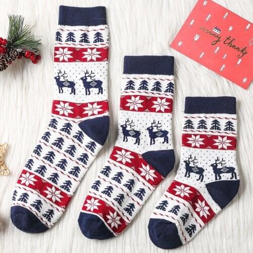 Winter Fashion 1pair Children/adult Christmas Gift Vintage Cashmere Sock Print Cashmere Warm Comfortable Breathable Socks