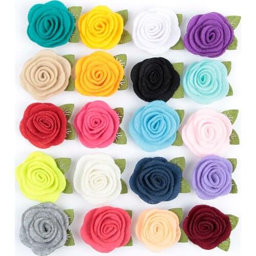 Yundfly 10pcs 3.5CM Felt Rose Flower Hair Accessories Handmade Rolled Rosettes For Hair Clip Baby Girls Headband