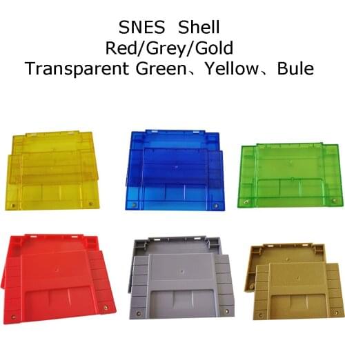 10pcs/set SNES Housing Case Cartridge Card Shell Cover with screws,Red/Grey/Gold/Transparent Green,Yellow,Bule