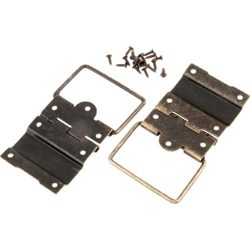2Pcs 52*41mm Antique Bronze Cabinet Cupboard Wardrobe Door Hinges Furniture Wooden Gift Jewelry Box Hinge Hardware Accessories