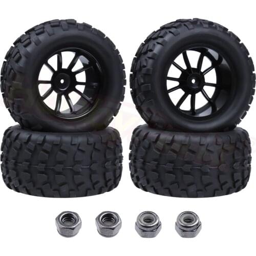 4Pcs 125mm RC Tires & Plastic Wheel Rims Foam Inserts For 1/10 Monster Truck Tyres HSP HPI Traxxas Himoto Redcat Kyosho Tamiya
