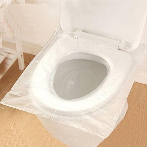 50pcs/pack Disposable Plastic Toilet Seat Cover Mat Toilet Paper Pad For Travel Camping Bathroom Accessories