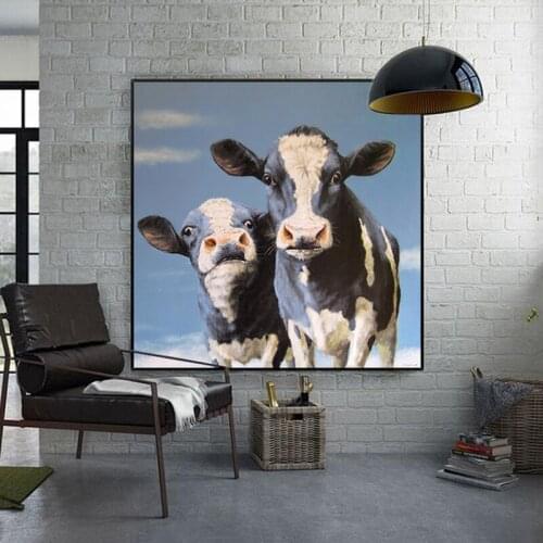 Abstract ART Watercolor Cow Canvas Painting Modern Animal Graffiti Art Posters and Prints Wall Art Picture for Living Room Decor