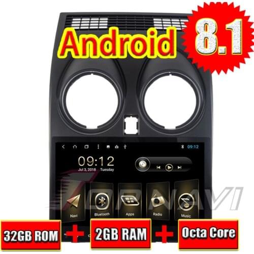Topnavi 9" Octa Core Android 8.1 Car PC GPS for Nissan Qashqai 2007 2008 2009 2010 2011 2012 2013 Multimedia Audio Stereo NO DVD