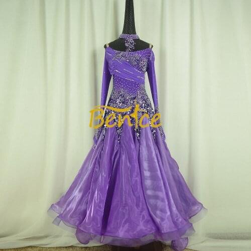 Ballroom Competition Dress Tight Long Swing Fringe Rhinest Modern Standard Tango Waltz Latin Dancing Dress Dance Wear For Women