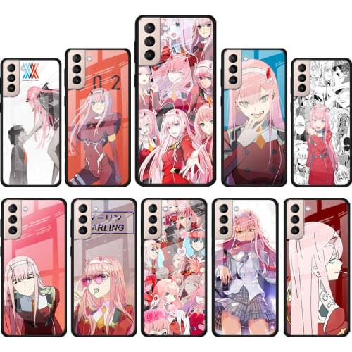 Anime Darling in the franXX for Samsung Galaxy S21 Ultra Plus A72 A52 4G 5G M51 M31 M21 Luxury Tempered Glass Phone Case Cover
