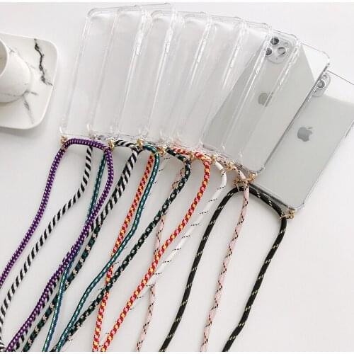 Lanyard Chain Phone Case for iPhone 11Pro XR XS Max X 7 8 6 6S Plus Candy color Ribbon Lanyard Chain Hanging Case for iPhone 11