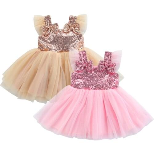 Citgeett Summer Kid Baby Girl Dress Clothes Sequins Tulle Princess Dresses Birthday Party Clothing